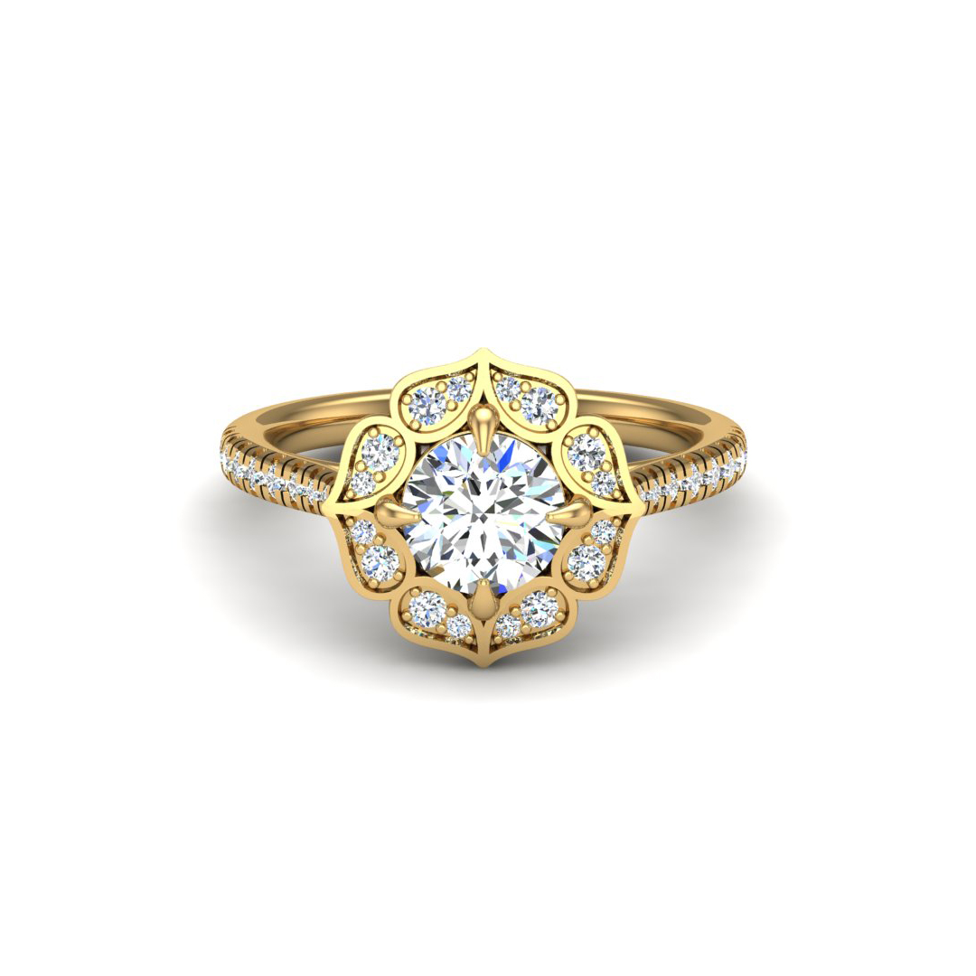 Kinsley Flower Halo Engagement Ring